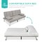 Best Choice Products Modern Linen Convertible Futon Sofa Bed w/ Removable Armrests, Metal Legs, Cupholders